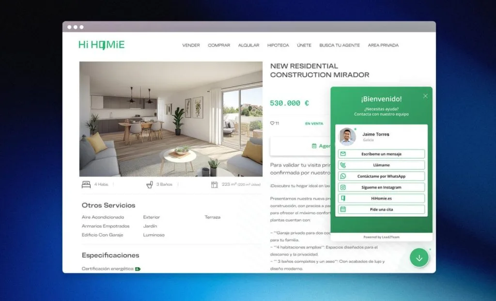 Asistente web Real Estate