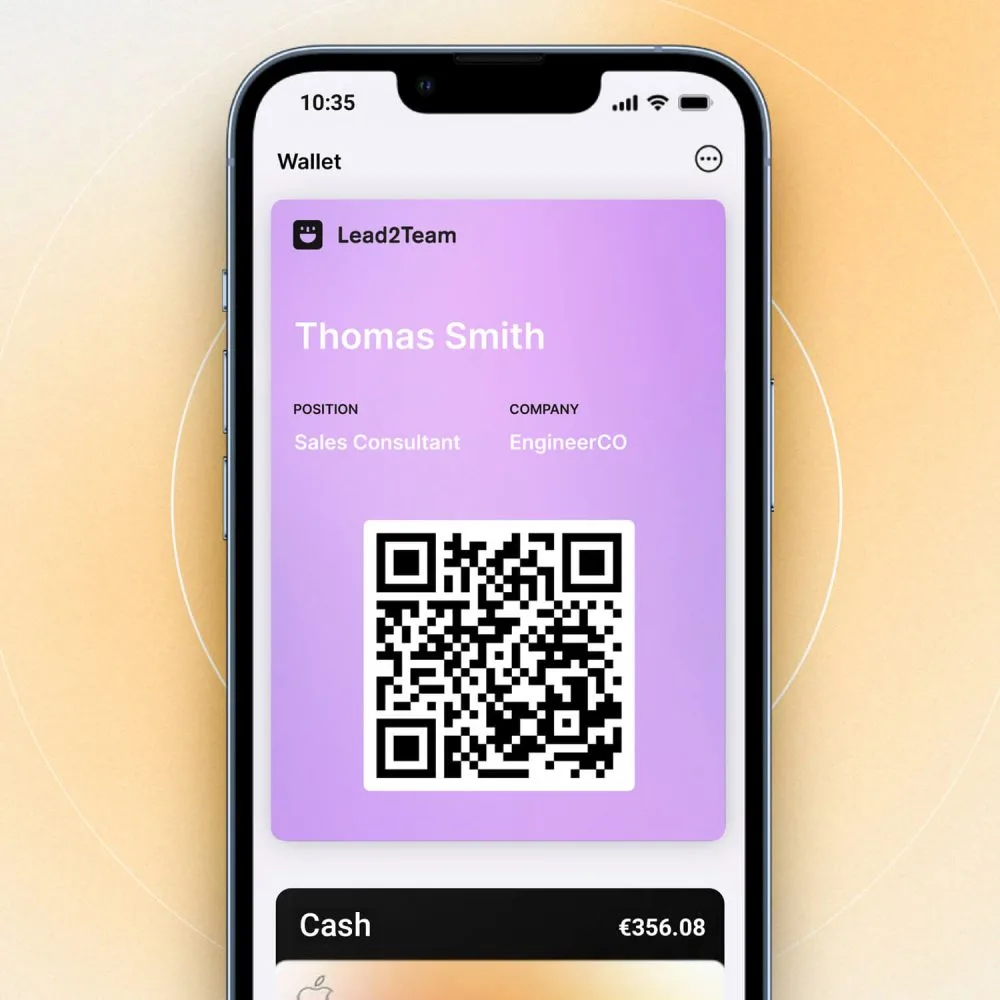 Mockup de cartão de visita digital para wallet de iPhone ou Android.