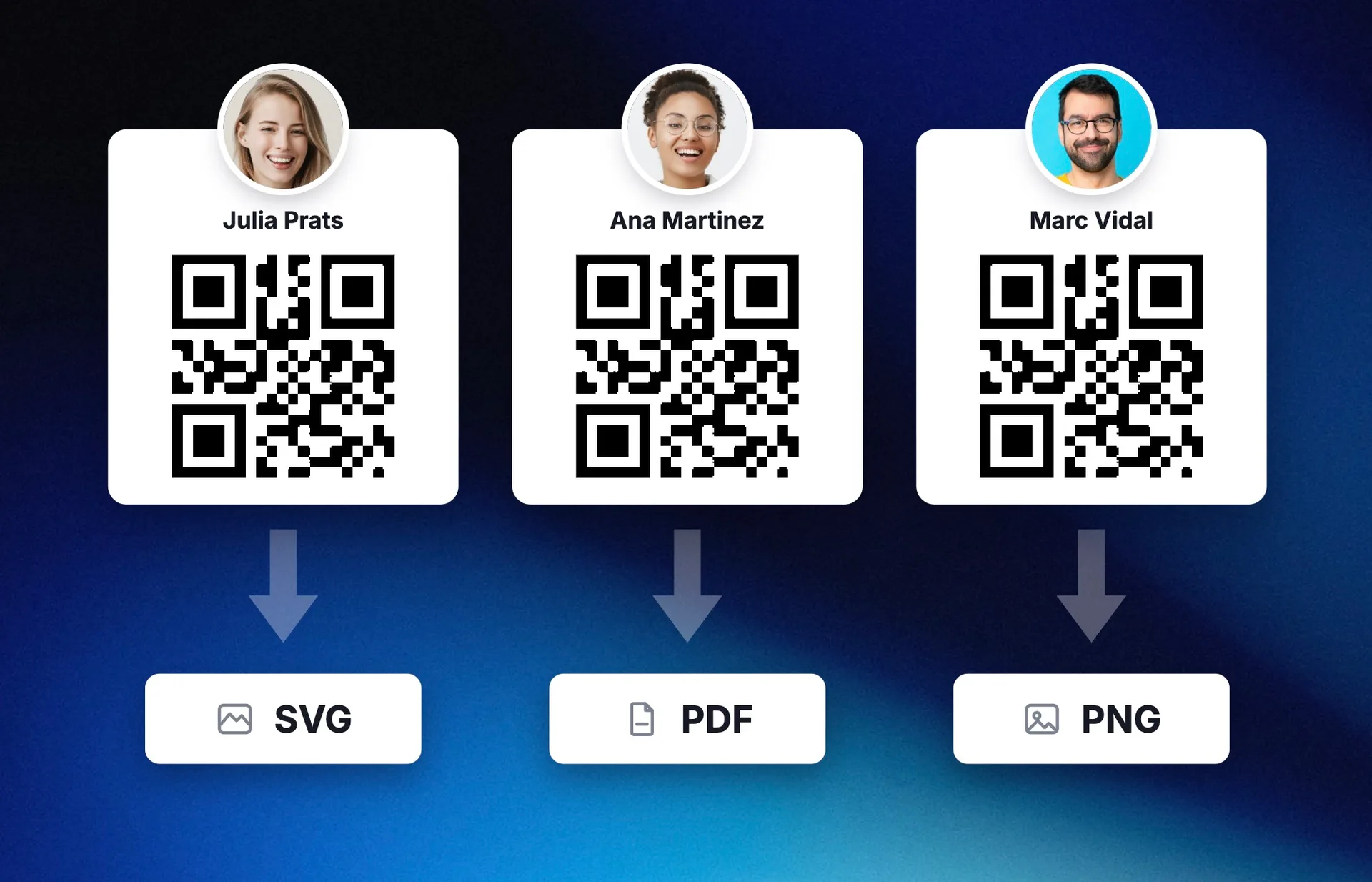 QR codes in SVG, PNG and PDF