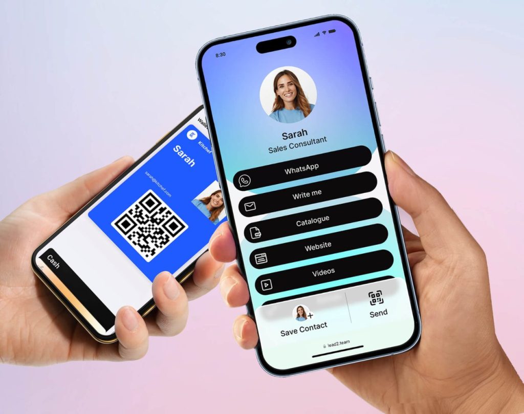 How does the digital card work? This image shows how the digital business card works and how it is shared.
