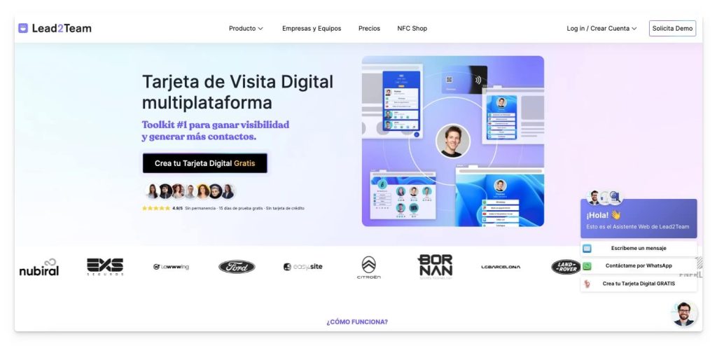 Imagen de la página principal de la plataforma LEAD2TEAM
