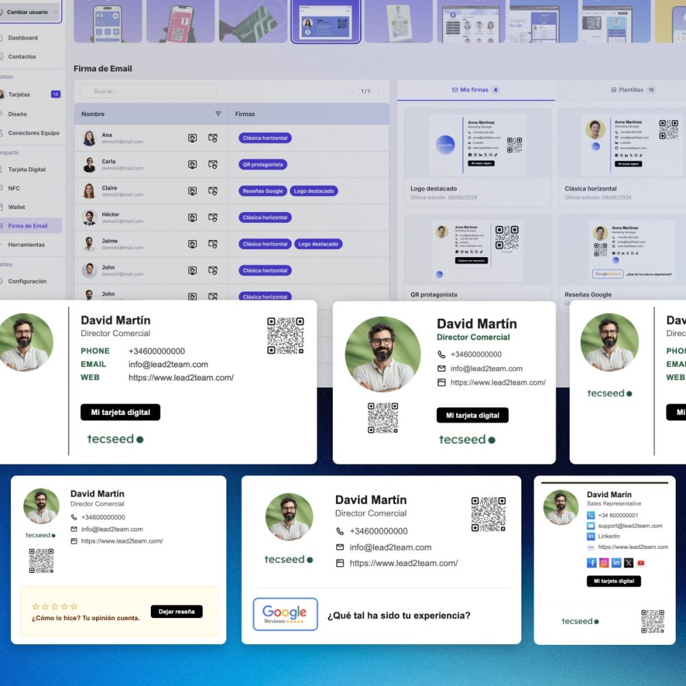 Lead2Team management portal, module for generating corporate email signatures.