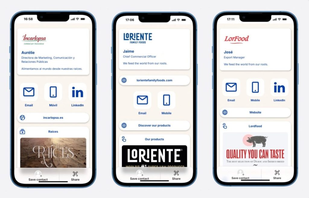 mockups en móvil de las tarjetas de incarlopsa para las diferentes marcas coporativas